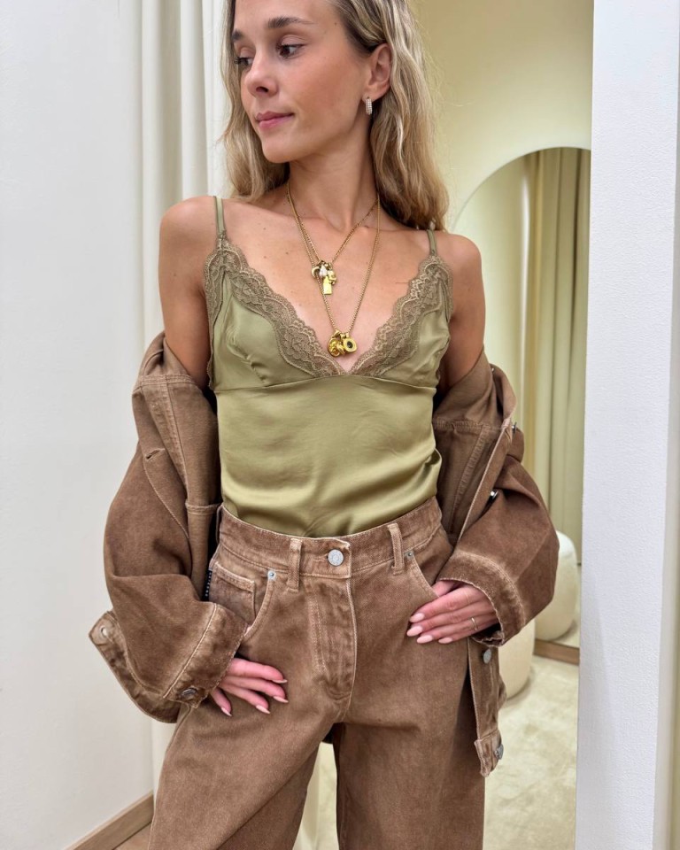 Body raso e pizzo verde olio HaveOne Shop Online Body raso e pizzo verde olio HaveOne