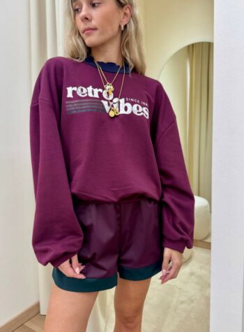 Shop Online Felpa over stampa "Retro vibes" vino e blu HaveOne