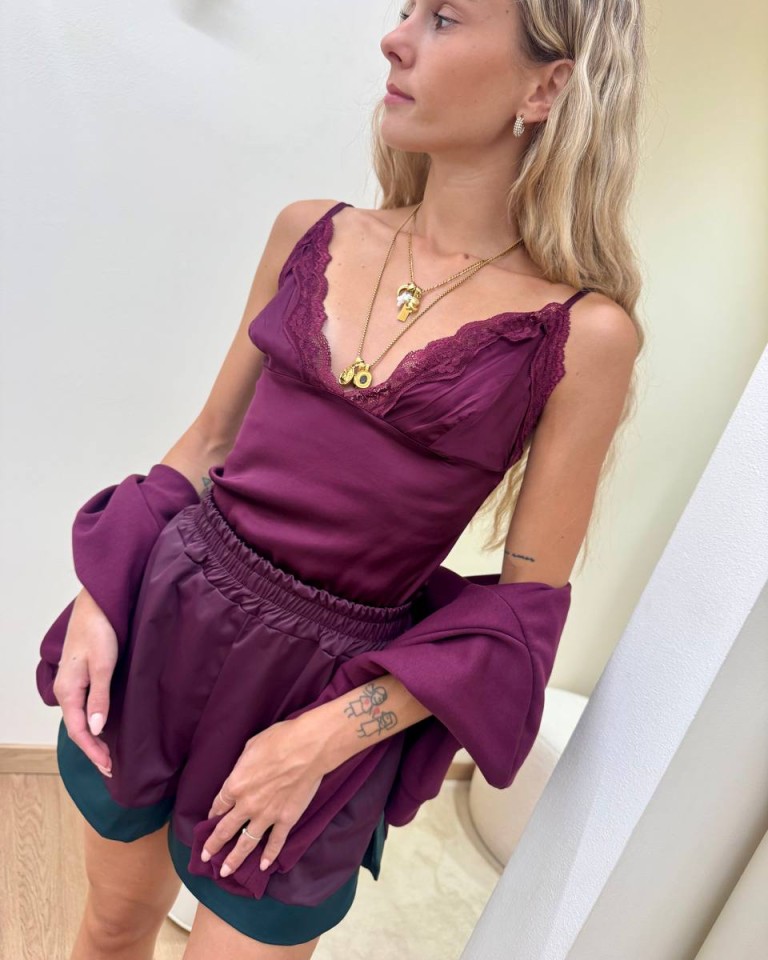 Body raso e pizzo prugna HaveOne Shop Online Body raso e pizzo prugna HaveOne