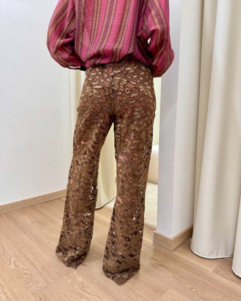 Pantalone Nomad in pizzo di velluto moro HaveOne Shop Online Pantalone Nomad in pizzo di velluto moro HaveOne