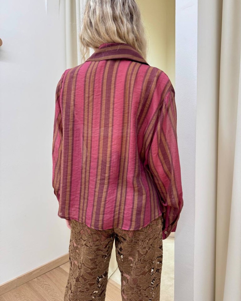 Camicia over Nomad righe bordeaux e tabacco HaveOne Shop Online Camicia over Nomad righe bordeaux e tabacco HaveOne