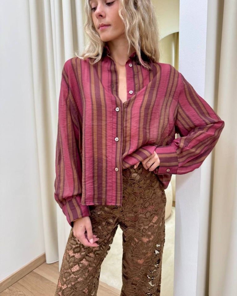 Camicia over Nomad righe bordeaux e tabacco HaveOne Shop Online Camicia over Nomad righe bordeaux e tabacco HaveOne