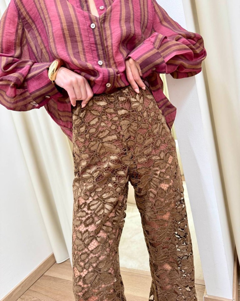 Pantalone Nomad in pizzo di velluto moro HaveOne Shop Online Pantalone Nomad in pizzo di velluto moro HaveOne