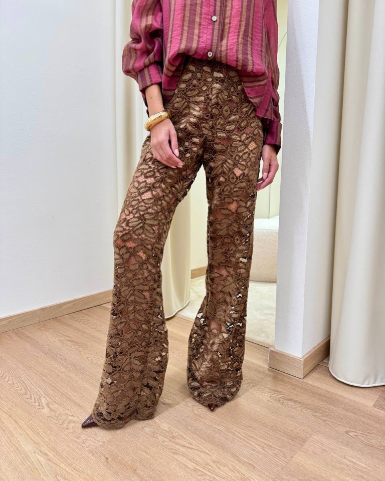 Pantalone Nomad in pizzo di velluto moro HaveOne Shop Online Pantalone Nomad in pizzo di velluto moro HaveOne
