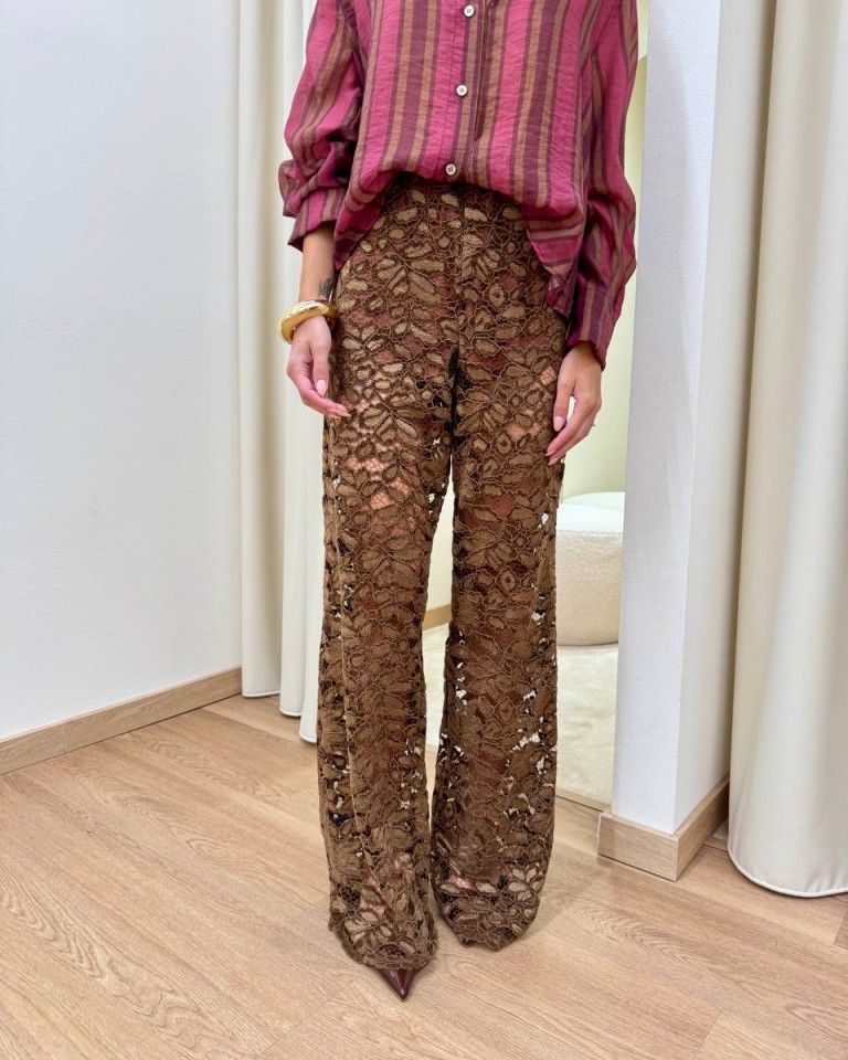 Pantalone Nomad in pizzo di velluto moro HaveOne Shop Online Pantalone Nomad in pizzo di velluto moro HaveOne