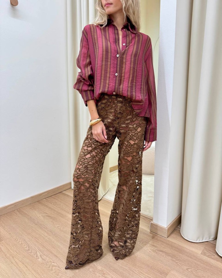 Pantalone Nomad in pizzo di velluto moro HaveOne Shop Online Pantalone Nomad in pizzo di velluto moro HaveOne