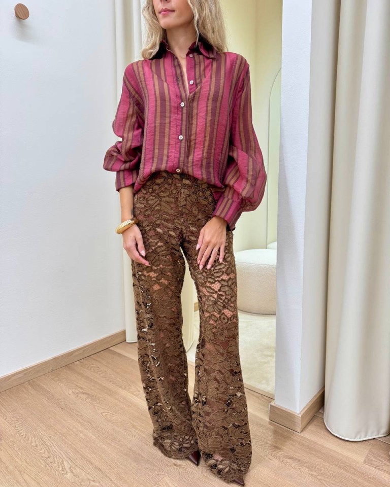 Pantalone Nomad in pizzo di velluto moro HaveOne Shop Online Pantalone Nomad in pizzo di velluto moro HaveOne
