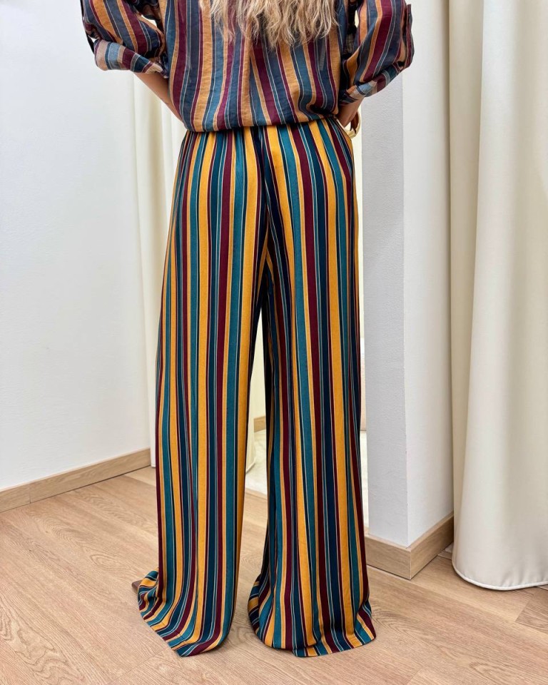 Pantalone Nomad righe ottanio bordeaux e ocra HaveOne Shop Online Pantalone Nomad righe ottanio bordeaux e ocra HaveOne