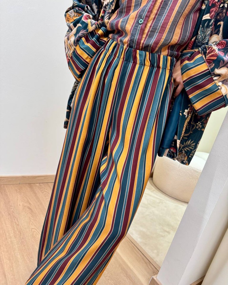 Pantalone Nomad righe ottanio bordeaux e ocra HaveOne Shop Online Pantalone Nomad righe ottanio bordeaux e ocra HaveOne