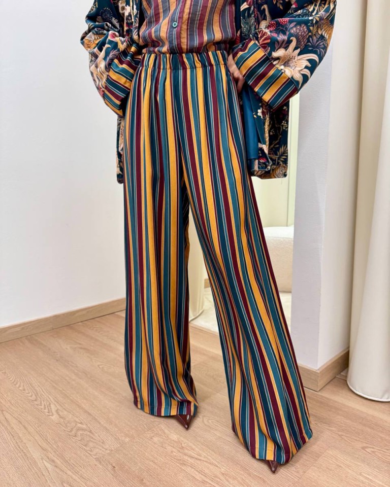 Pantalone Nomad righe ottanio bordeaux e ocra HaveOne Shop Online Pantalone Nomad righe ottanio bordeaux e ocra HaveOne