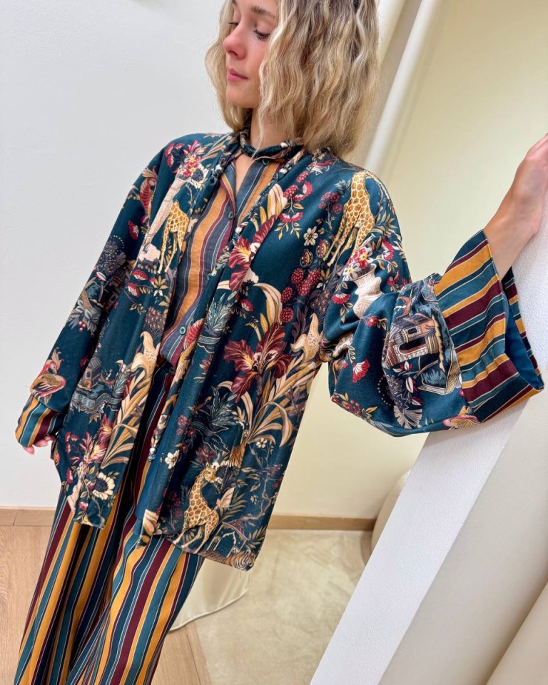 Kimono Nomad ciniglia "Cina" ottanio HaveOne Shop Online Kimono Nomad ciniglia "Cina" ottanio HaveOne