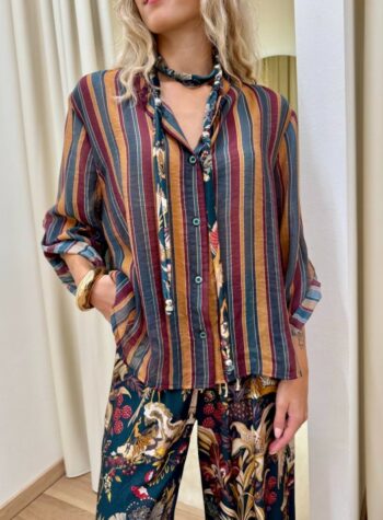 Shop Online Camicia Nomad con collana righe ottanio e ocra HaveOne