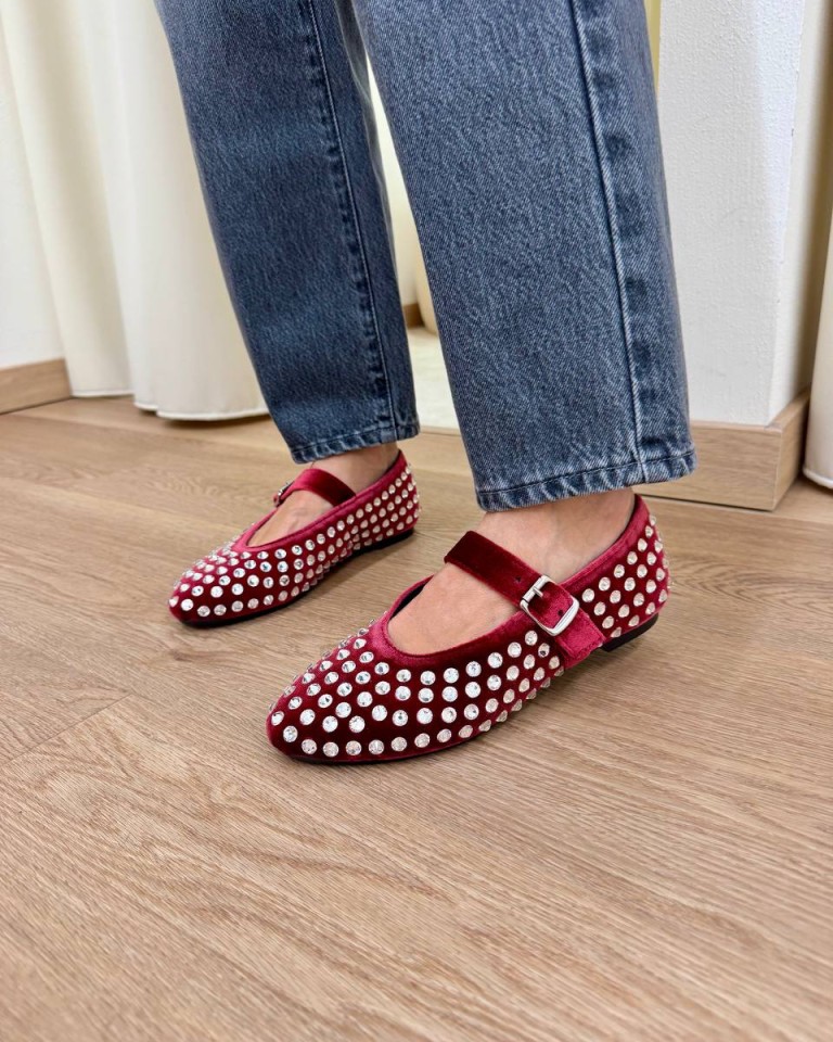 Maryjane GOLD in velluto e strass bordeaux Gisél Moiré Shop Online Maryjane GOLD in velluto e strass bordeaux Gisél Moiré