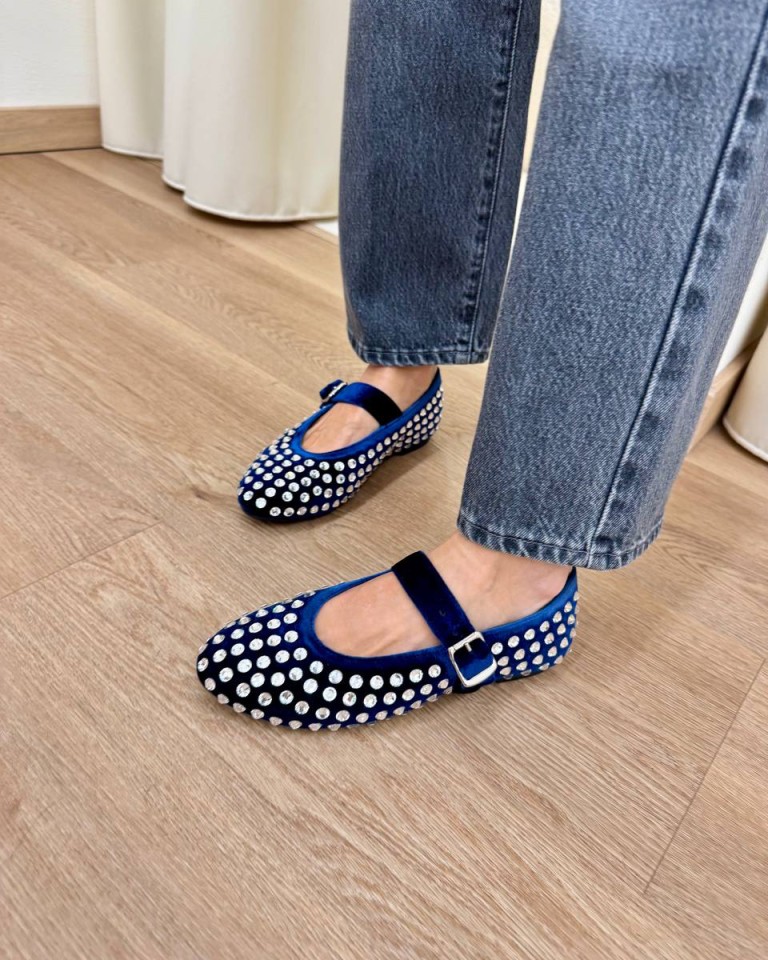 Maryjane GOLD in velluto e strass blu Gisél Moiré Shop Online Maryjane GOLD in velluto e strass blu Gisél Moiré