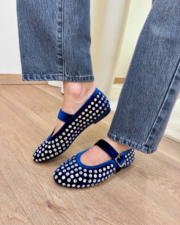 Maryjane GOLD in velluto e strass blu Gisél Moiré Shop Online Maryjane GOLD in velluto e strass blu Gisél Moiré