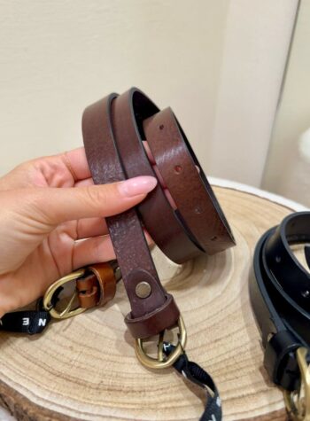 Shop Online Cintura vera pelle lucida moro fibbia stondata HaveOne