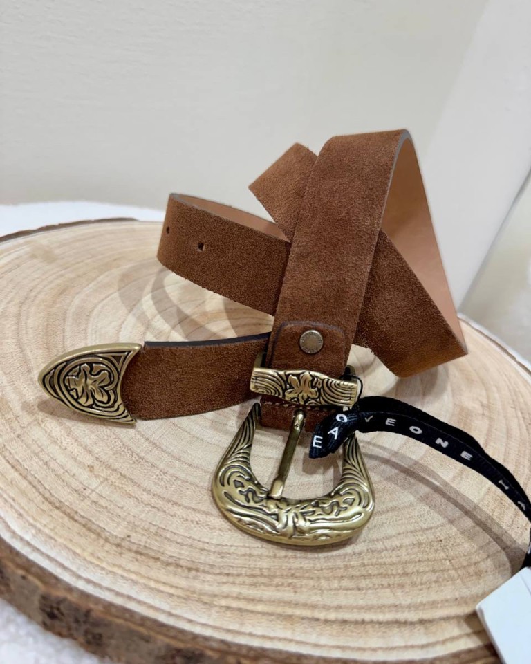 Cintura pelle scamosciata whisky fibbia lavorata HaveOne Shop Online Cintura pelle scamosciata whisky fibbia lavorata HaveOne
