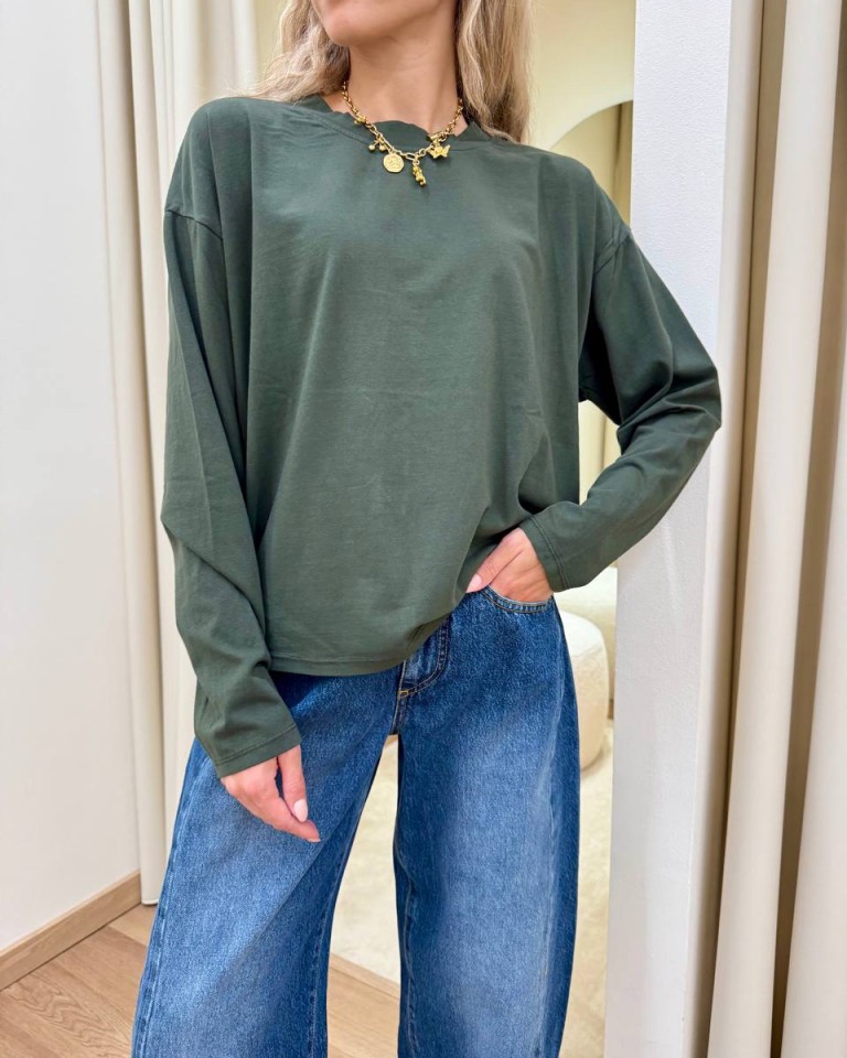Maglia over scatoletta verde muschio HaveOne Shop Online Maglia over scatoletta verde muschio HaveOne