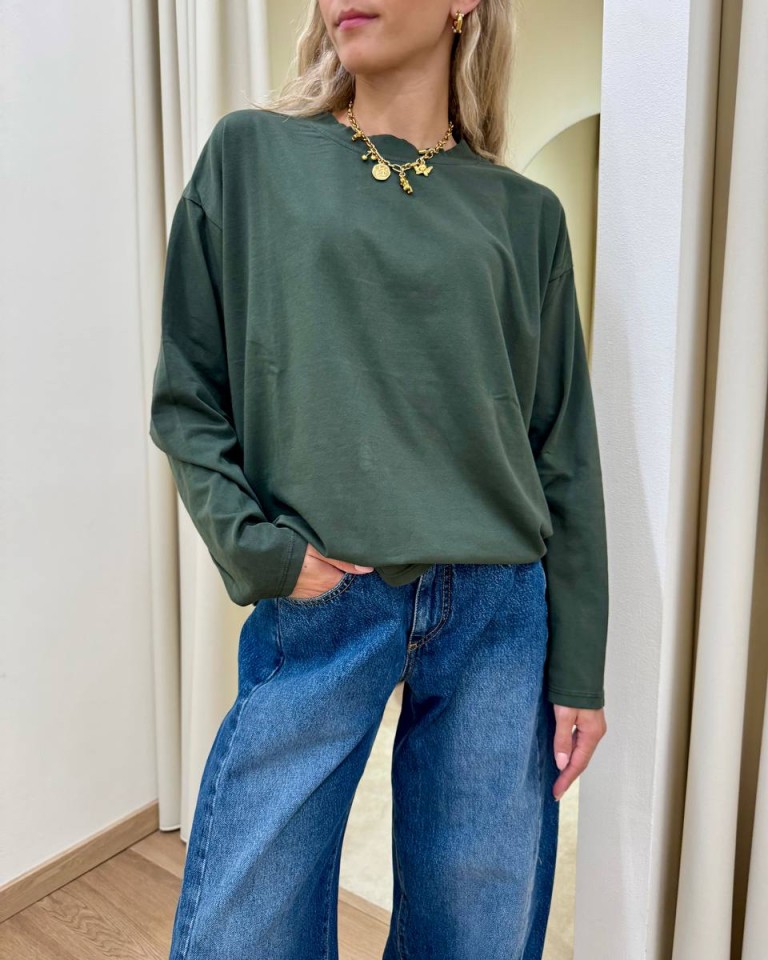Maglia over scatoletta verde muschio HaveOne Shop Online Maglia over scatoletta verde muschio HaveOne