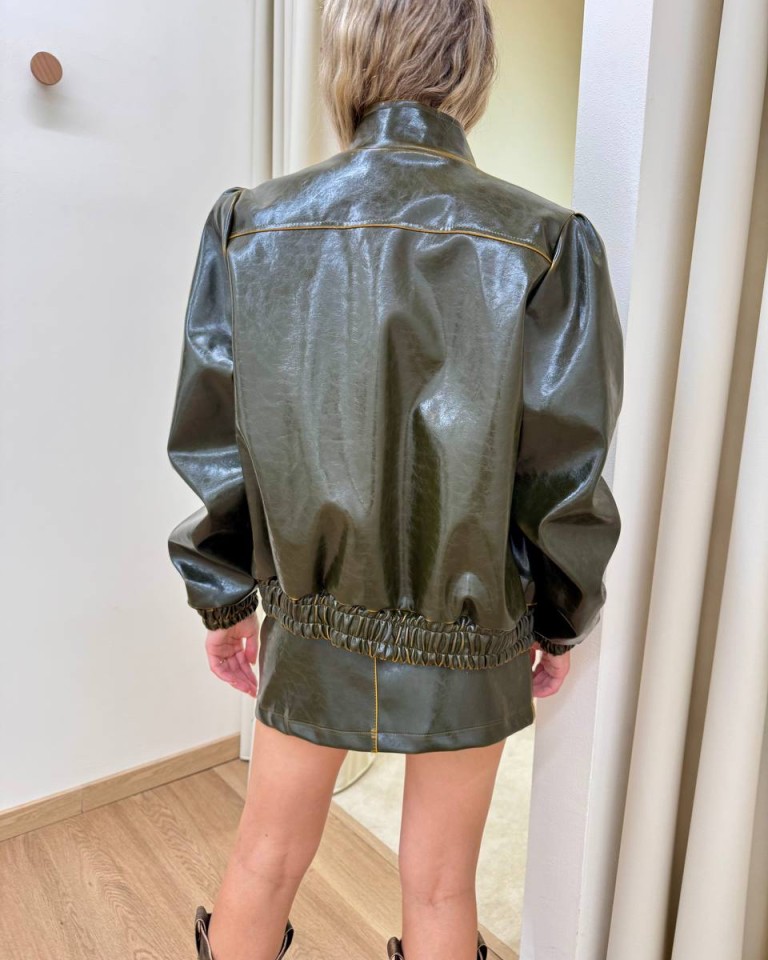 Bomber ecopelle cangiante verde militare HaveOne Shop Online Bomber ecopelle cangiante verde militare HaveOne