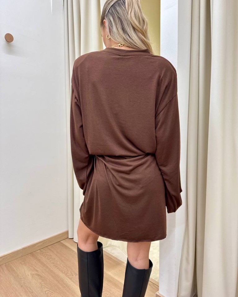 Vestito corto cioccolato con nodo Tensione In Shop Online Vestito corto cioccolato con nodo Tensione In