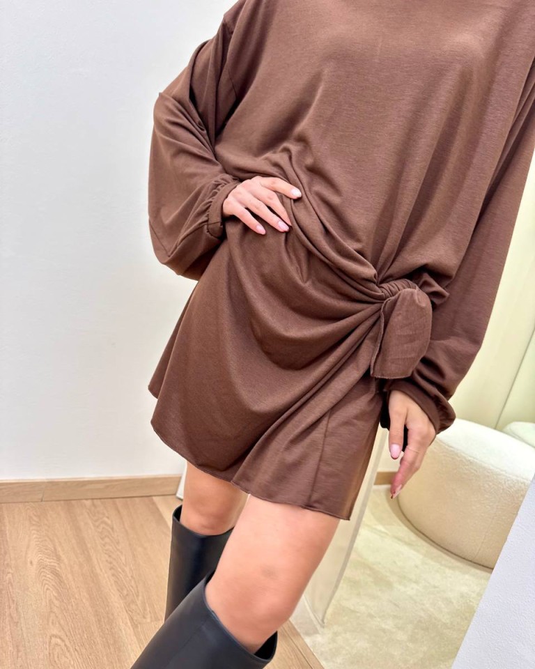 Vestito corto cioccolato con nodo Tensione In Shop Online Vestito corto cioccolato con nodo Tensione In