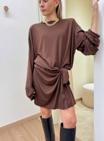 Shop Online Vestito corto cioccolato con nodo Tensione In