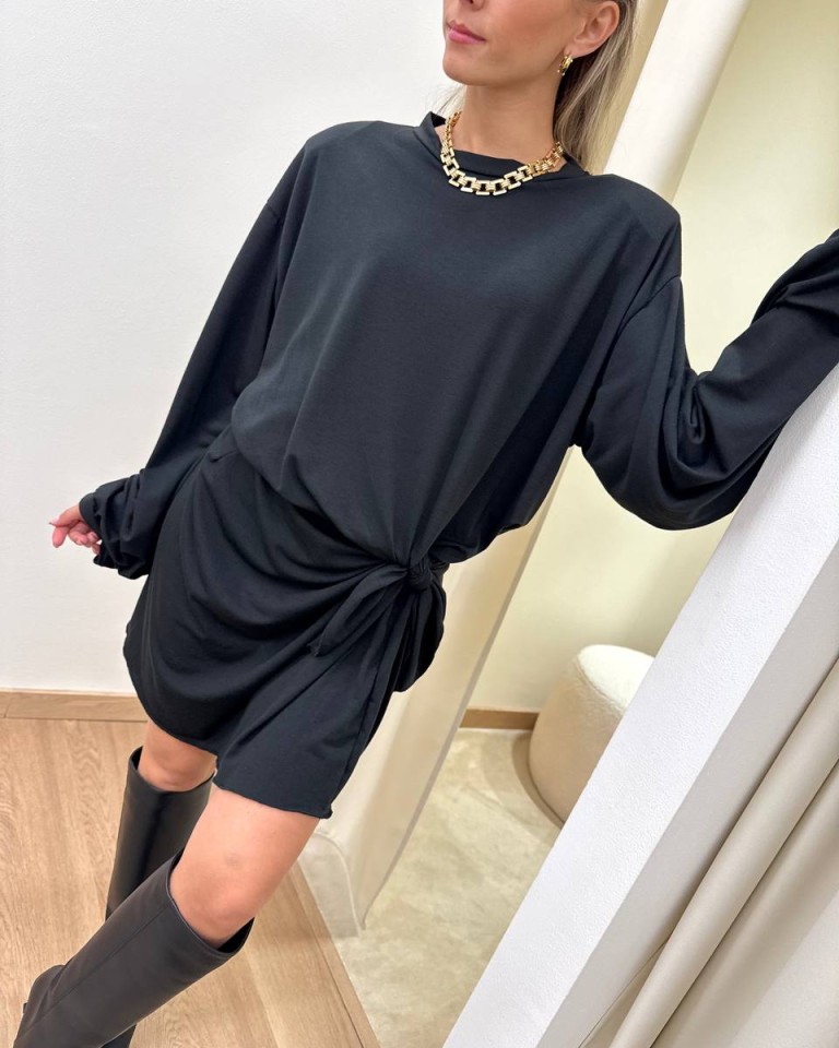 Vestito corto nero con nodo Tensione In Shop Online Vestito corto nero con nodo Tensione In