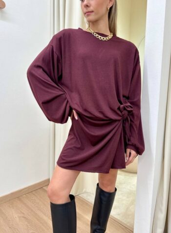 Shop Online Vestito corto vino con nodo Tensione In