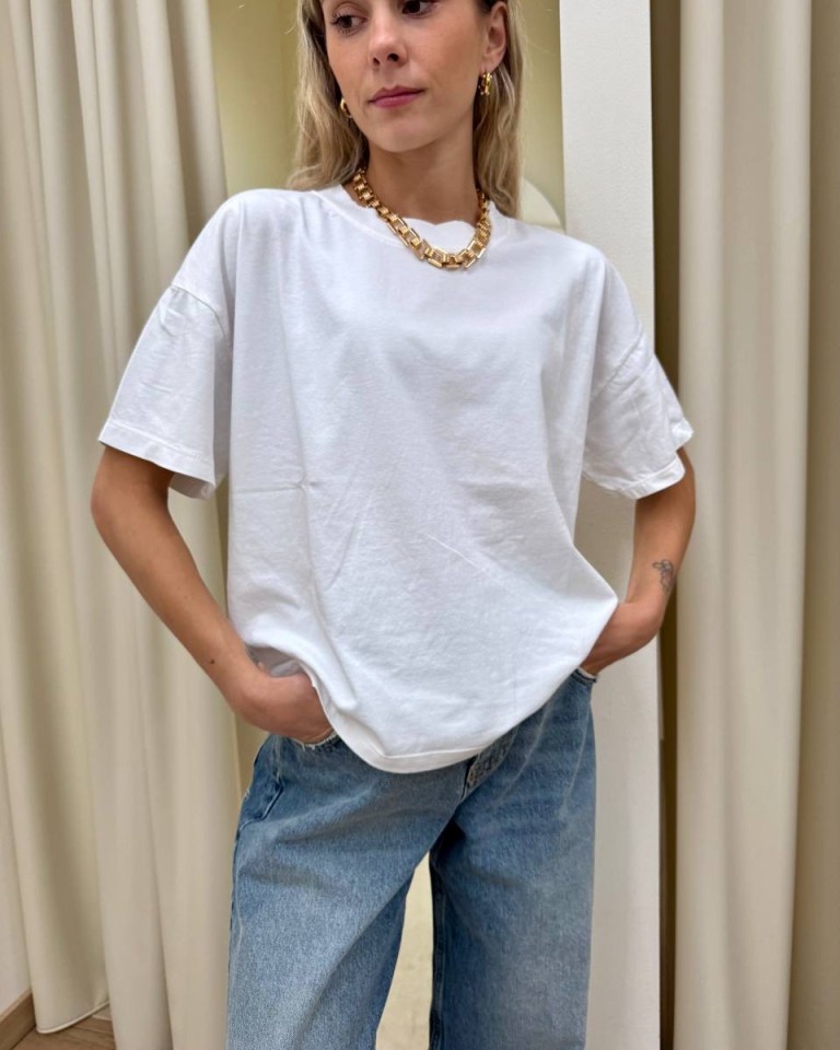 T-shirt scatoletta over bianca HaveOne Shop Online T-shirt scatoletta over bianca HaveOne