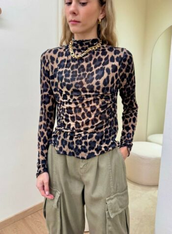Shop Online Maglia semitrasparente leopardata beige e nero HaveOne