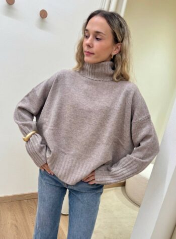 Shop Online Maglione over pura lana beige mélange Vicolo