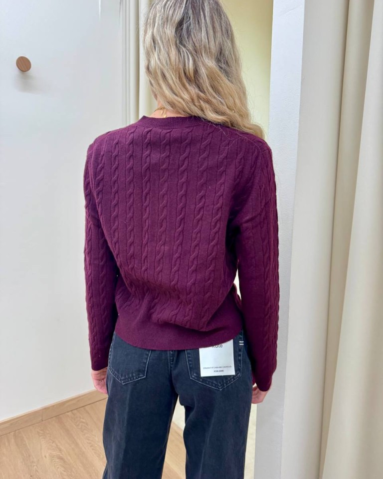 Cardigan trecce pura lana bordeaux Vicolo Shop Online Cardigan trecce pura lana bordeaux Vicolo