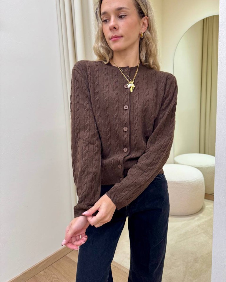 Cardigan trecce pura lana moro Vicolo Shop Online Cardigan trecce pura lana moro Vicolo