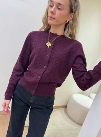 Shop Online Cardigan trecce pura lana bordeaux Vicolo