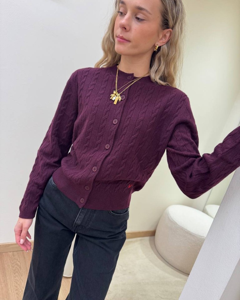 Cardigan trecce pura lana bordeaux Vicolo Shop Online Cardigan trecce pura lana bordeaux Vicolo
