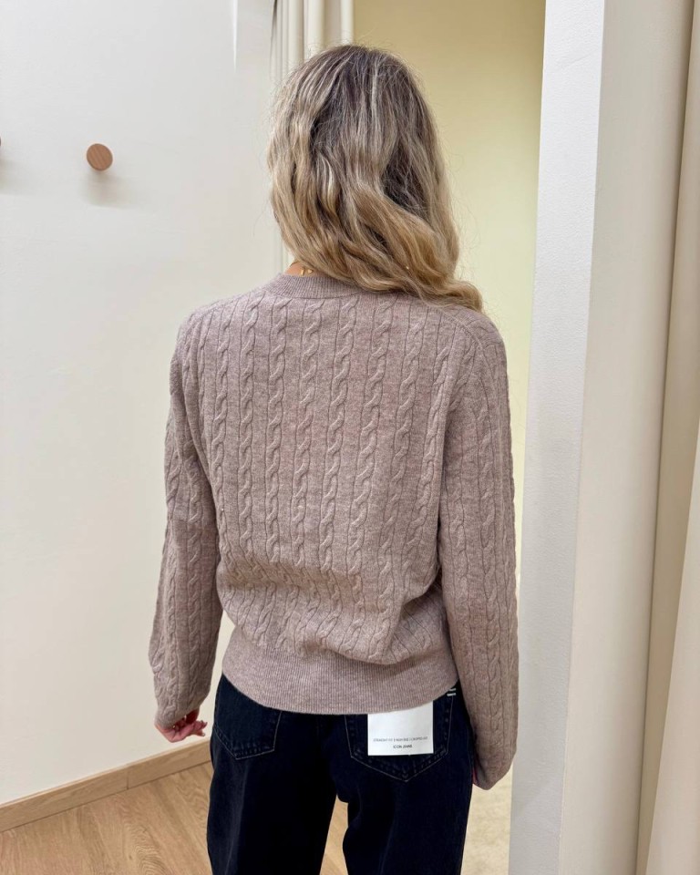 Cardigan trecce pura lana beige mélange Vicolo Shop Online Cardigan trecce pura lana beige mélange Vicolo