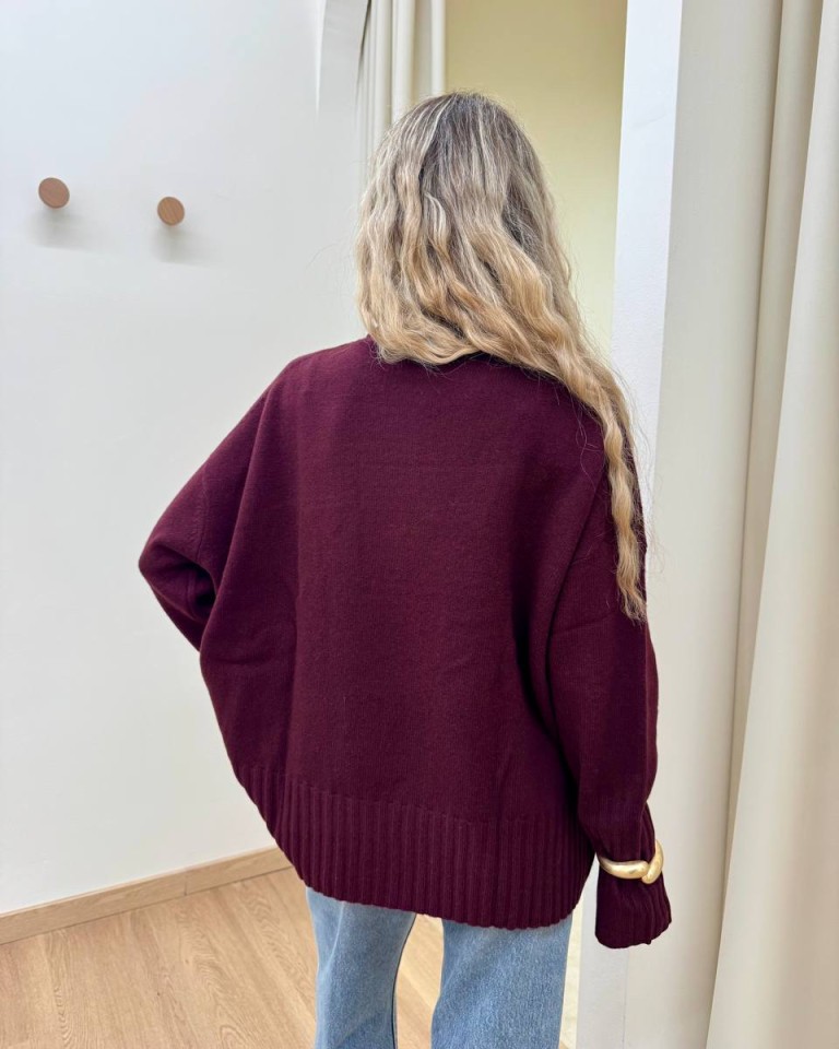Maglione over pura lana bordeaux Vicolo Shop Online Maglione over pura lana bordeaux Vicolo