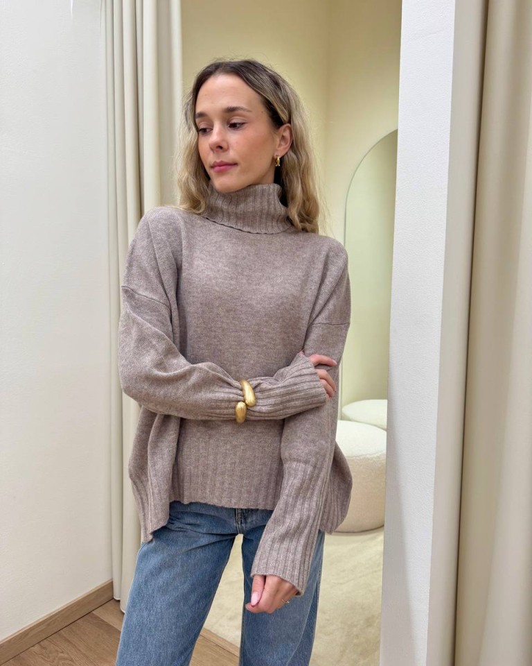 Maglione over pura lana beige mélange Vicolo Shop Online Maglione over pura lana beige mélange Vicolo