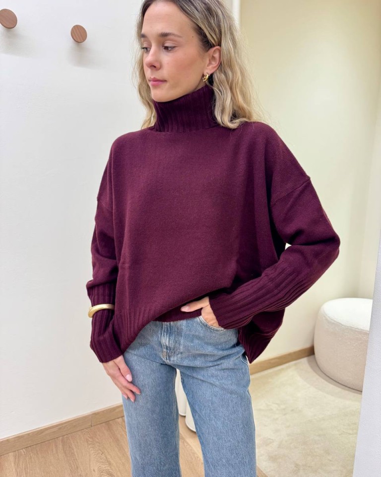 Maglione over pura lana bordeaux Vicolo Shop Online Maglione over pura lana bordeaux Vicolo