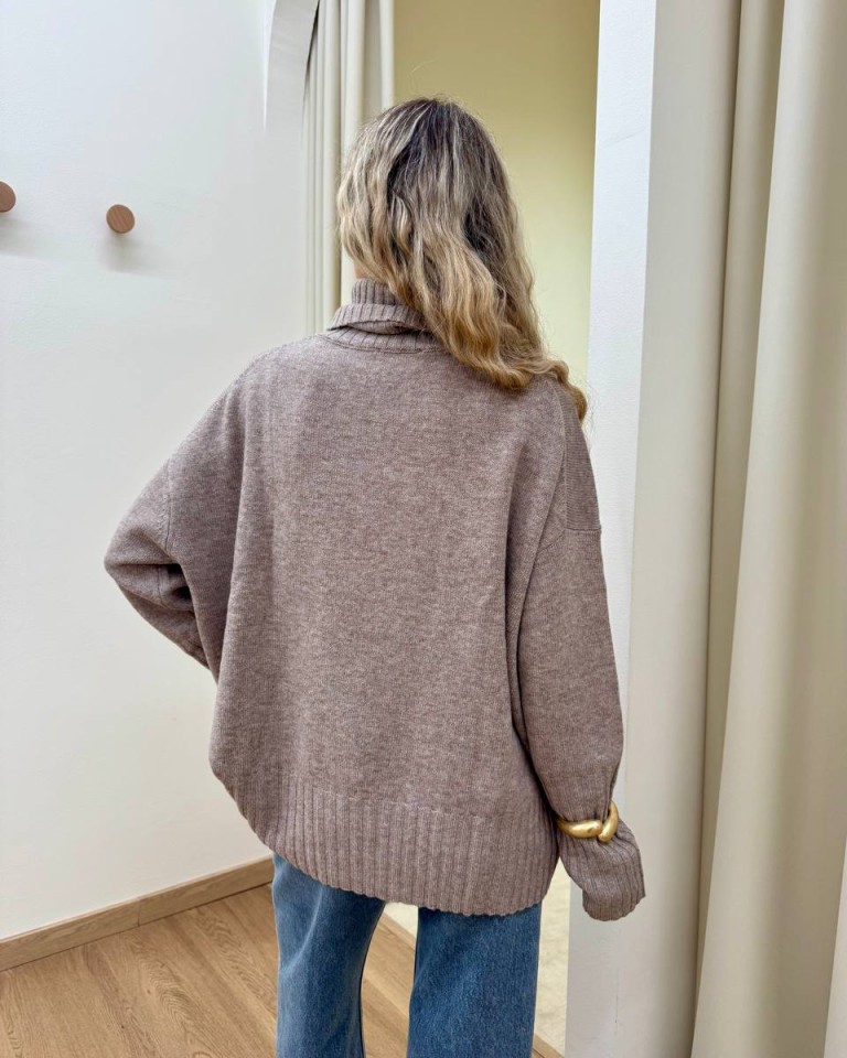 Maglione over pura lana beige mélange Vicolo Shop Online Maglione over pura lana beige mélange Vicolo