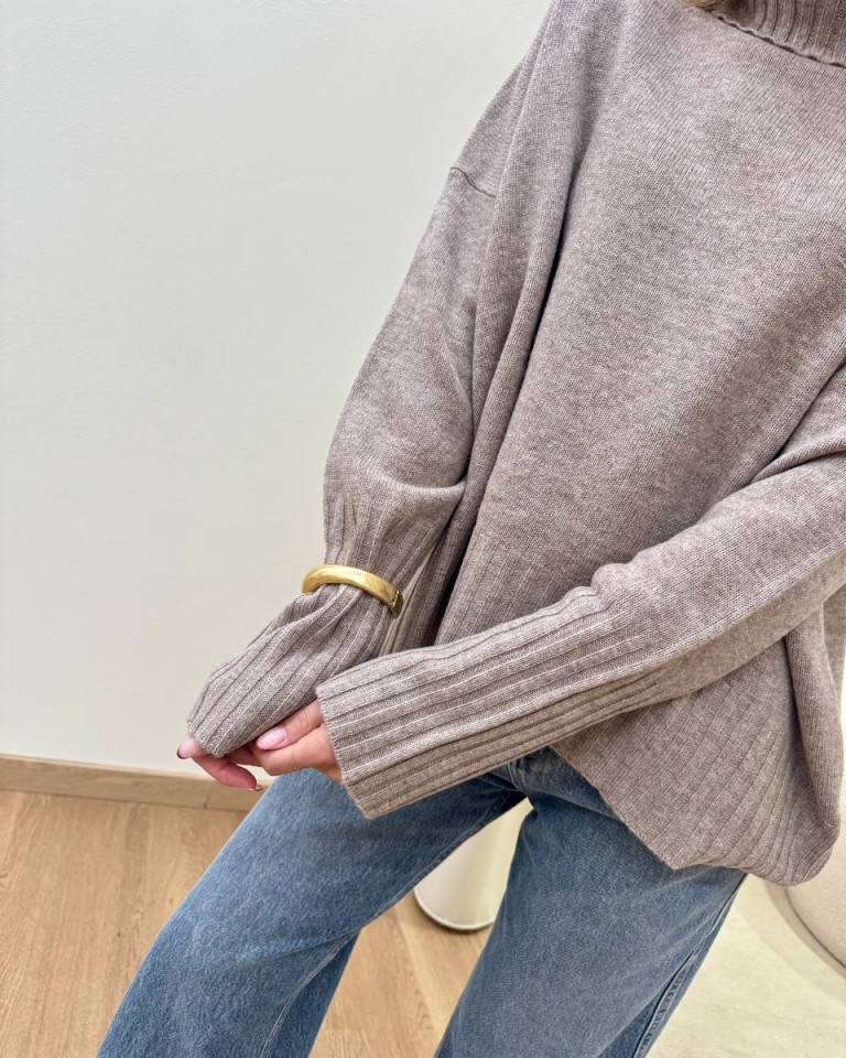 Maglione over pura lana beige mélange Vicolo Shop Online Maglione over pura lana beige mélange Vicolo