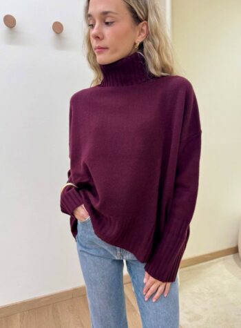 Shop Online Maglione over pura lana bordeaux Vicolo