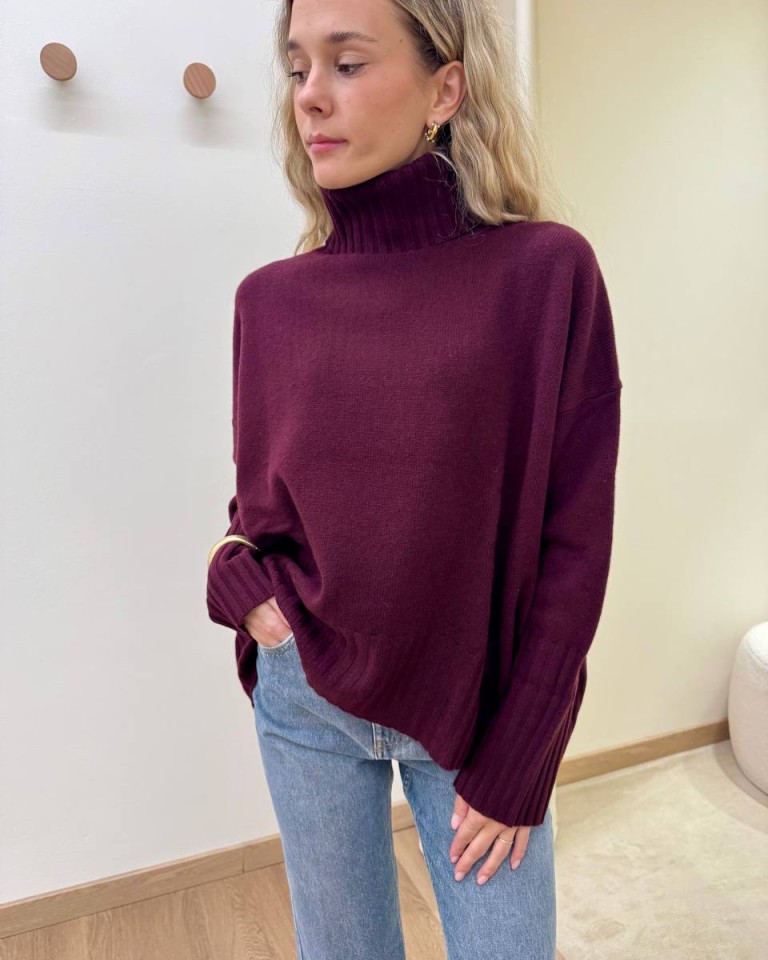 Maglione over pura lana bordeaux Vicolo Shop Online Maglione over pura lana bordeaux Vicolo
