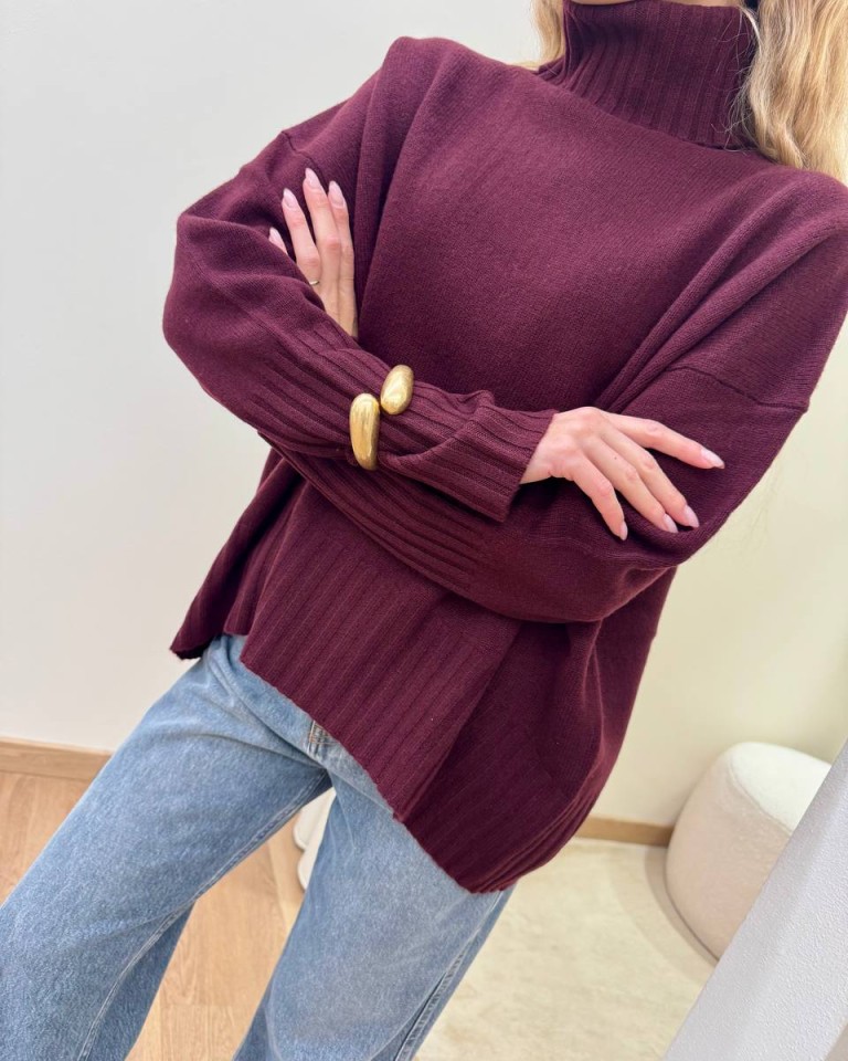 Maglione over pura lana bordeaux Vicolo Shop Online Maglione over pura lana bordeaux Vicolo