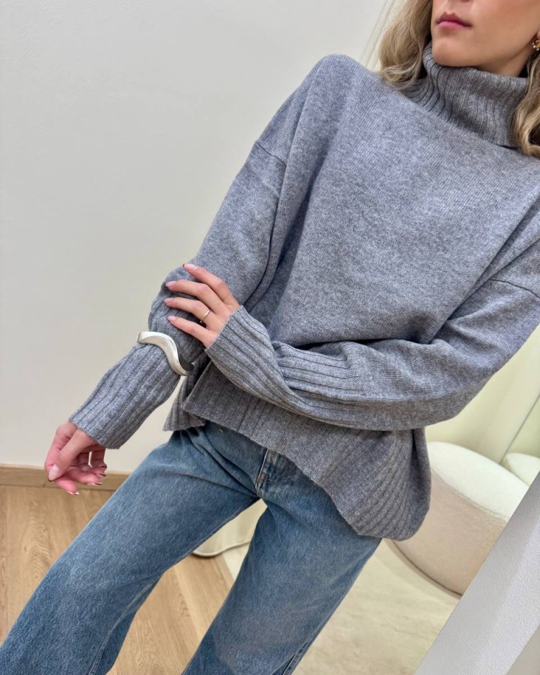 Maglione over pura lana grigio mélange Vicolo Shop Online Maglione over pura lana grigio mélange Vicolo