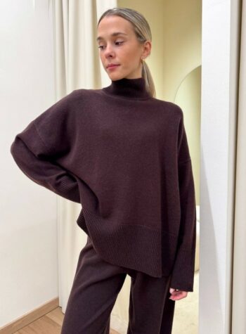 Shop Online Maglione over scatoletta spacchi laterali moro Souvenir