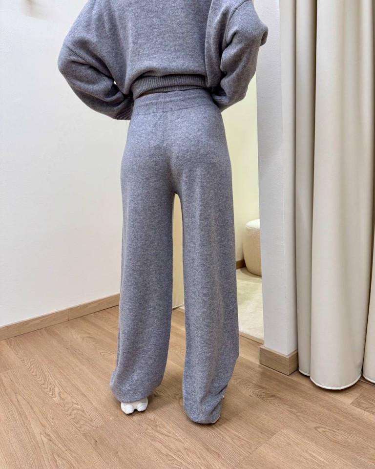 Pantalone palazzo in maglia grigio mélange Souvenir Shop Online Pantalone palazzo in maglia grigio mélange Souvenir