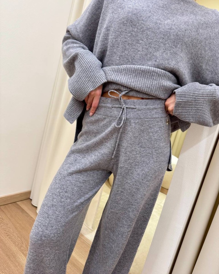 Pantalone palazzo in maglia grigio mélange Souvenir Shop Online Pantalone palazzo in maglia grigio mélange Souvenir