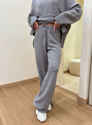 Shop Online Pantalone palazzo in maglia grigio mélange Souvenir